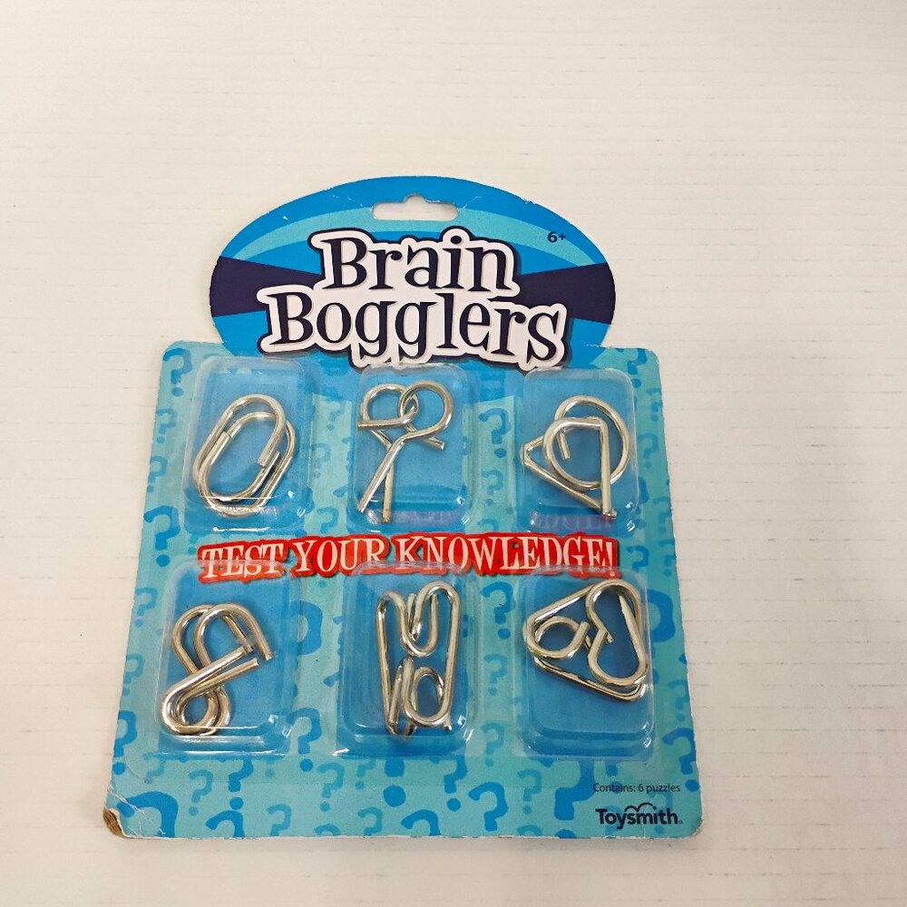 Brain Bogglers Metal Puzzle Set Toysmith 6pc NEW Ages 6+ Sealed STEM Kids Toy